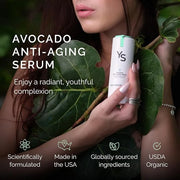 Avocado Anti-Aging Serum - Hydrating, Brightening, Wrinkle Reducer, Facial Skincare - Organic Avocado Oil, Vitamin C, Hyal...