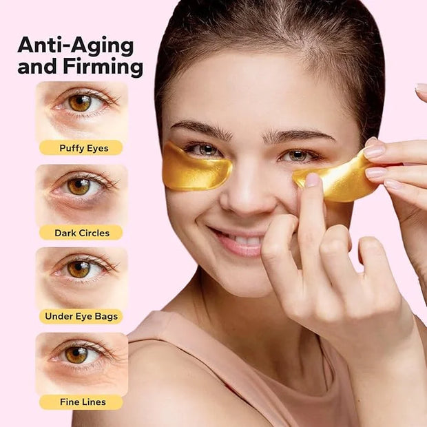 Komoko 25-Pairs 24K Gold Under Eye Patches, Skin Care, Golden Under Eye Mask Anti-Aging Collagen & Amino Acid, Eye Mask fo...