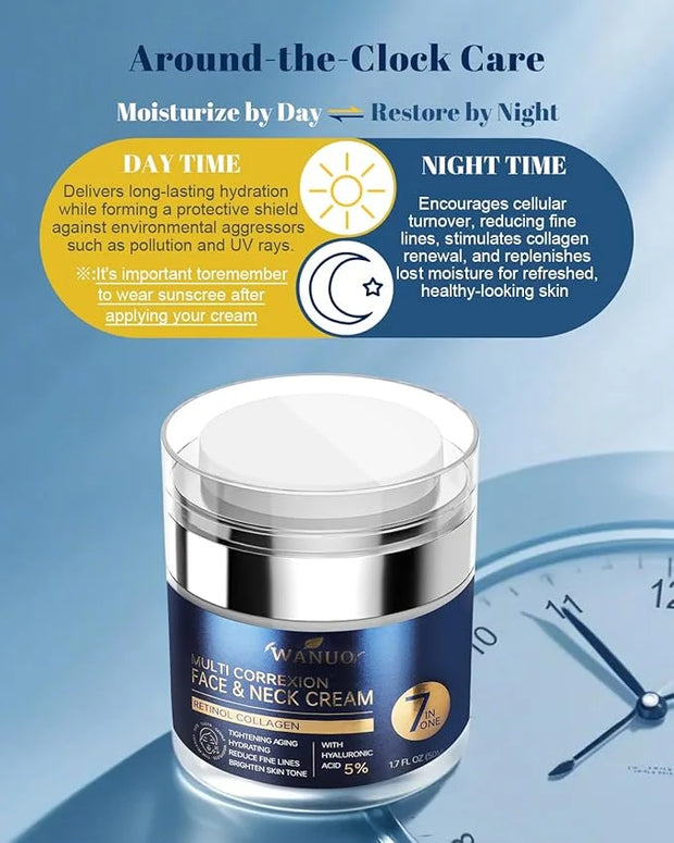 Retinol Cream for Face, Face Moisturizer, Neck Creams for Tightening and Firming with Collagen & Hyaluronic Acid, Daily An...