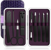 9PCS Tweezers Set for Facial Hair, Precision Tweezer for Eyebrows with Curved Scissor and Eyebrow Razor for Ingrown Hair a...