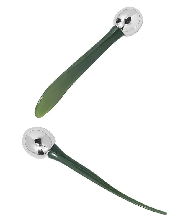 2 in 1 Roller Eyes Cream Applicator Wand and T-Shape Massager Tool for Facial Massage, Reduce Puffiness (Green-1) - Produc...