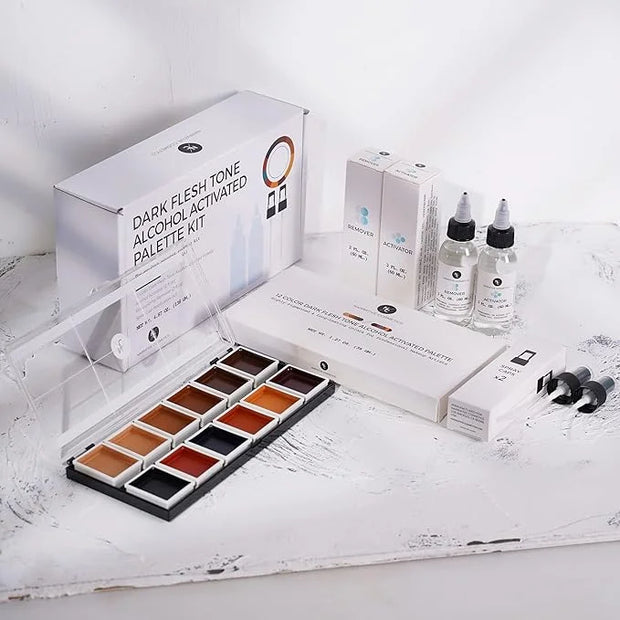 12 Color Dark Flesh Tone Alcohol Activated Makeup