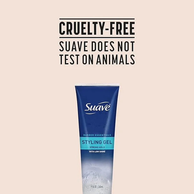 Suave Hair Gel For Men Barber Essentials Styling, Strong Hold and Low Shine, No Flakes, Barber-Quality Results, 9 oz - Pro...