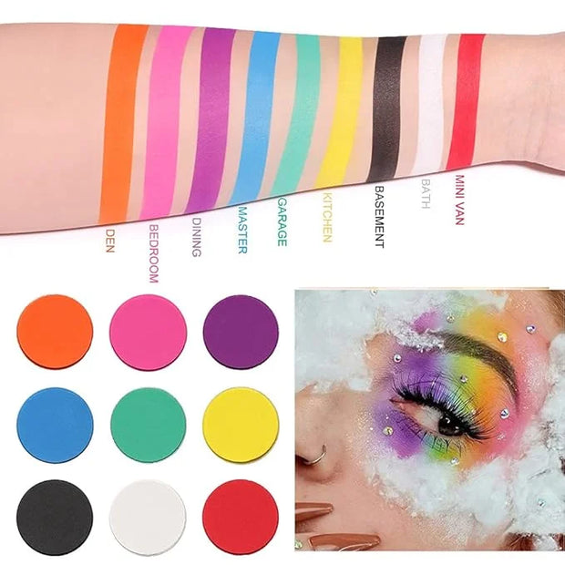 Rainbow Eyeshadow Palette - 9 Colors, High Pigmented, Bright Neon, Waterproof & Natural Finish - Product Image