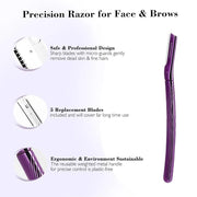 Dermaplane Razor for Women and Men, Eyebrow Razor with Precision Cover, Peach Fuzz Dermaplaning Tool, Exfoliating Facial R...