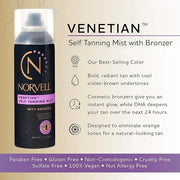 Norvell Venetian Sunless Self Tanning Mist - Airbrush Spray Solution with Bronzer for Instant Sun Kissed Glow, 7 fl.oz. - ...