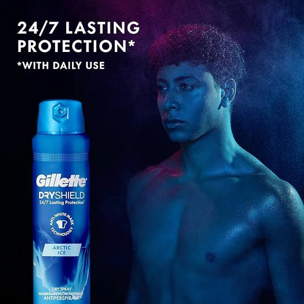 Gillette Dry Spray Antiperspirant and Deodorant for Men, 24/7 Sweat & Odor Protection, Anti-White Mark Technology, Arctic ...