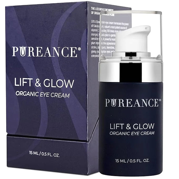 PUREANCE Organic Eye Cream for Dark Circles and Puffiness for Menopausal Skin I Anti Aging Eye Cream for Women with Kakadu...