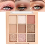 9Colors Nude Champagne Gold Rose Brown Colorful Glitter Eyeshadow Palette Makeup,Korean Natural Neutral Rainbow Eyeshadow ...
