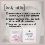 Reviva Labs Vitamin K Crème for Bruising, Under-Eye Dark Circles, and Wrinkles with Soybean Oil and Natural Fruit Extracts...