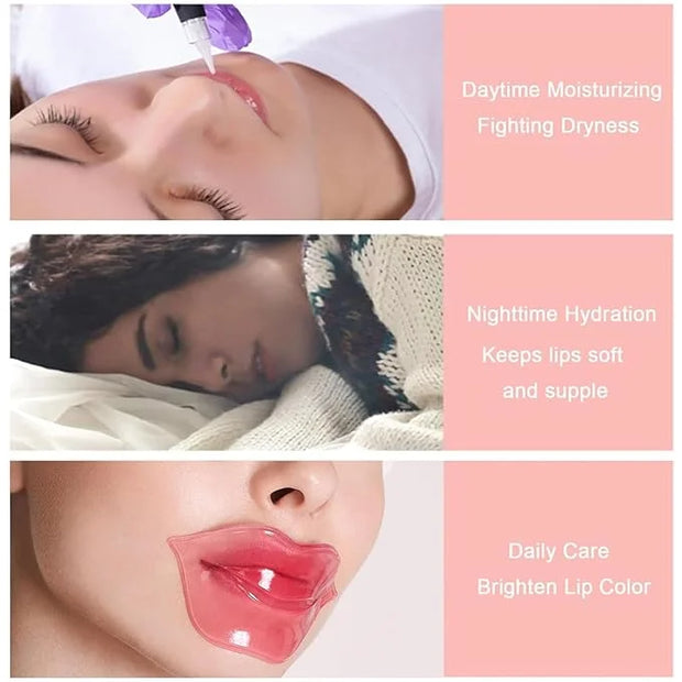 30Pairs Lip Mask & Under Eye Mask, 24K Gold Gel Crystal Collagen Eye Pads, Moisturizing Lip Mask Spa Daily Labial Masks, U...