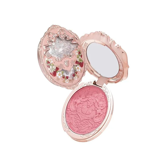 Flower Knows Strawberry Rococo Embossed Blush;Berry Matte Finish;Buildable & Blendable Powder Blush for cheeks,Highly Pigm...
