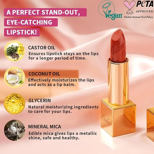 Oulac Metallic Black Lipstick for Women, High-Impact Lipcolor with Moisturizing Creamy Formula, Vegan & Cruelty-Free, Full...
