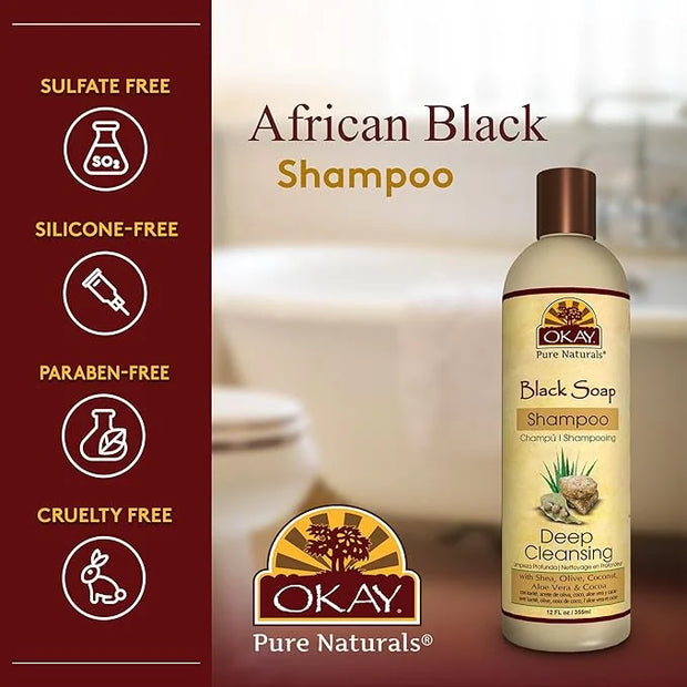OKAY AFRICAN BLACK SOAP SHAMPOO 12oz / 355ml - Product Image