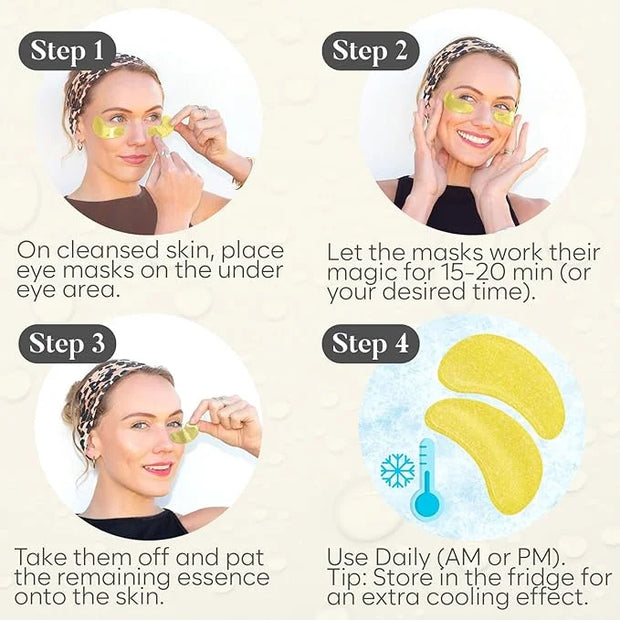 24K Gold Under Eye Patches (30 Pairs) Under Eye Patches for Dark Circles, Under Eye Patches for Puffy Eyes and Dark Circle...