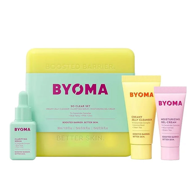 BYOMA So Clear Set - Barrier Repair Skincare Set for Acne Prone Skin - Creamy Jelly Cleanser, Clarifying Face Serum & & Ge...