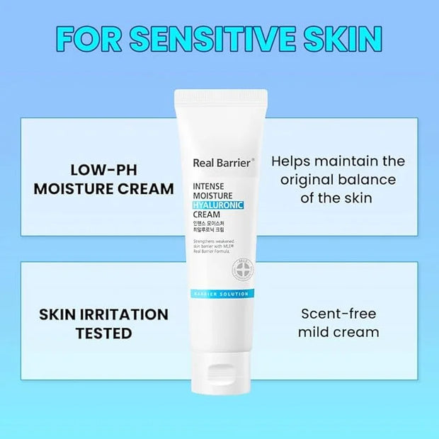 Real Barrier | Intense Moisture Hyaluronic Cream | Panthenol Skin Barrier Repair Face Cream | Hyaluronic Acid Moisturizing...