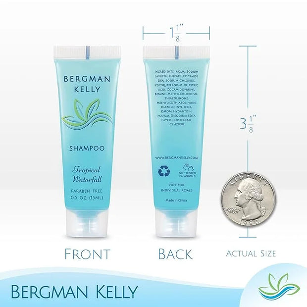 BERGMAN KELLY Rectangular Hotel Soap Bars, Shampoo & Conditioner 3-Pc Set (0.5 oz each, 150 pc, Tropical Waterfall), Delig...