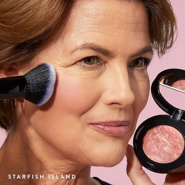 LAURA GELLER NEW YORK Baked Blush-n-Brighten Marbleized Blush + Angled Brush (08 Starfish Island, 47mm) - Product Image