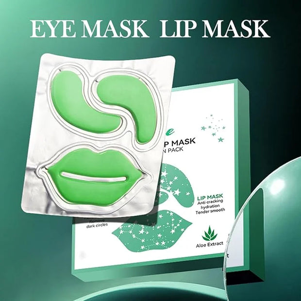 YP 10 Pairs Aloe Vera Under Eye Patches and Moisturizing Lip Mask Set - 10 Pcs Aloe Vera Under Eye Patches, Refines Eye ma...