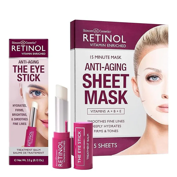 Retinol Anti-Aging Eye Stick – Hydrates, Firms, Brightens, and Smooths Fine Lines Anti-Aging Sheet Mask – Hydrating Vitami...