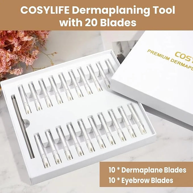 Dermaplaning Tool for Face, 20 Blade Refills, Dermaplane Razor for Face, Hair Remover Blade for Eyebrows and Peach Fuzz, F...