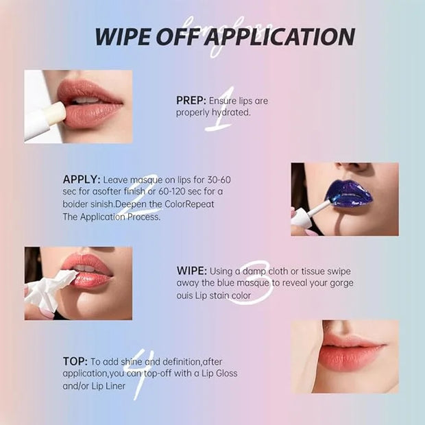 Matte Lip Gloss Peel Off Masque - Peel Off Lip Stain Tattoo, Peachy Rose Peel Off Lip Tint，Long Lasting Waterproof Transfe...