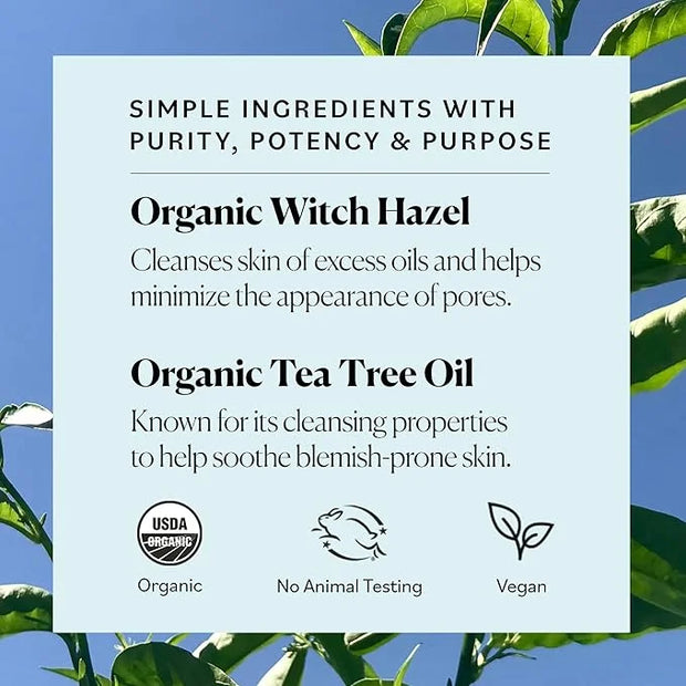 Sky Organics Organic Tea Tree & Witch Hazel for Face, Purifying Facial Toner to Hydrate, Soothe, Cleanse and Balance Blemi...
