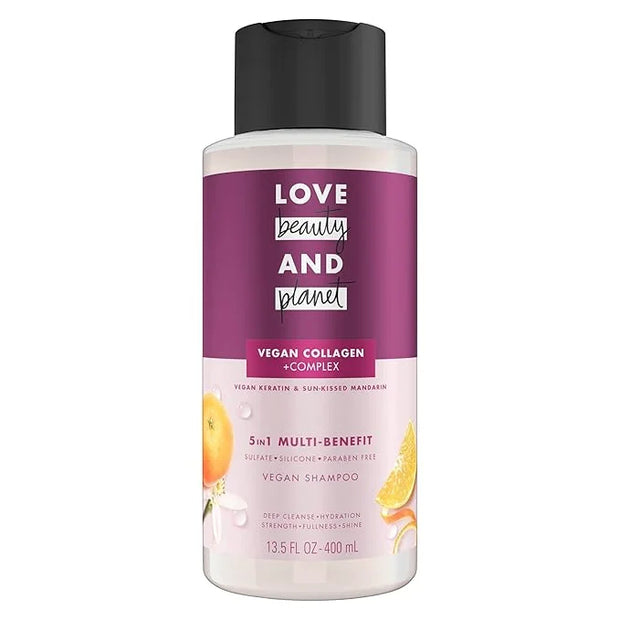 Love Beauty and Planet 5-in-1 Multi-Benefit Shampoo Vegan Keratin Collagen & Sun-Kissed Mandarin for a Deep Cleanse, Hydra...