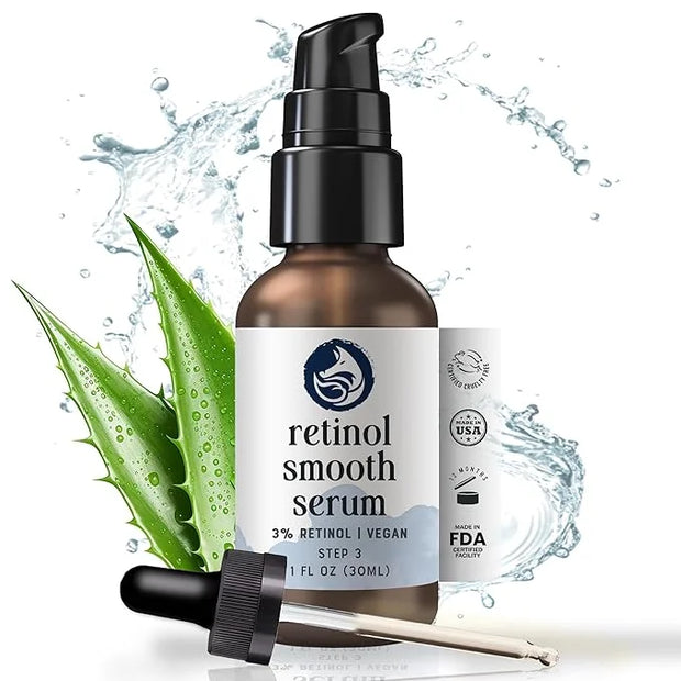 Retinol Face Serum - 3% Retinol - Anti Aging Night Serum - with Gotu Kola, Hyaluronic Acid, Horsetail Extract & Organic Jo...