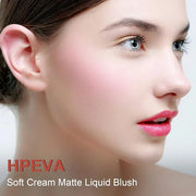 Liquid Blush for Cheeks,Soft Cream Matte Korean Makeup Blush,Lightweight Breathable Feel Long Lasting Natural Red Pink Pea...