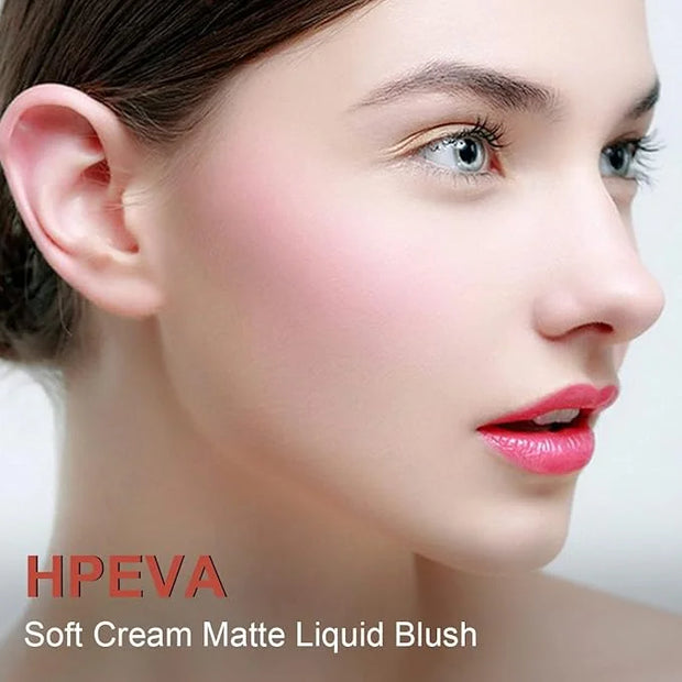Liquid Blush for Cheeks,Soft Cream Matte Korean Makeup Blush,Lightweight Breathable Feel Long Lasting Natural Red Pink Pea...
