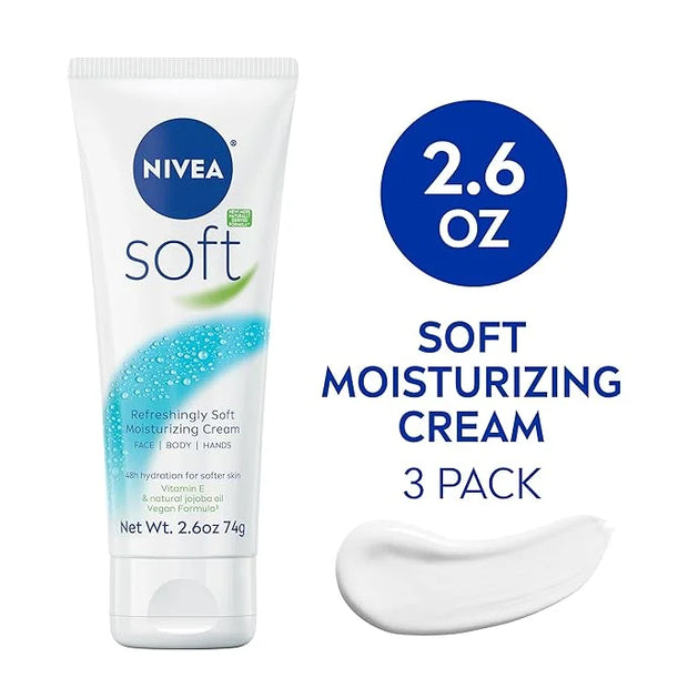 NIVEA Soft Refreshingly Soft Moisturizing Cream, Lightweight Moisturizer for Face, Body and Hands, Body Cream Enriched wit...