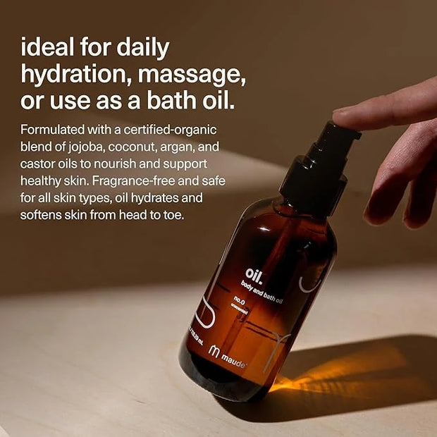 Maude Oil No. 0 - Hydrating Organic Massage + Body Oil - Skin Moisturizer with Organic Jojoba, Coconut & Castor Oil - Rich...