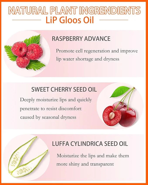 Hydrating Plumping Lip Glow Oil,Tinted Lip Gloss Lip Stain,Glow Reviver Lip Oil,Long Lasting Moisturizing Clear Lip Plumpi...
