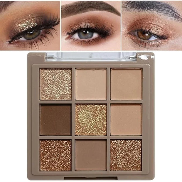 9 Colors Matte Nude Pink Shimmer Gold Dark Brown Colorful Eyeshadow Palette Matte Shimmer Korean Natural Eye Shadow palett...