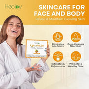Kojic Acid Skincare Set – Kojic Soap Cleanser, Exfoliating Body Scrub, Face Cream & Brightening Facial Serum – Skin Bright...