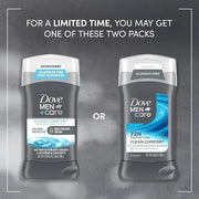 Dove Men+Care Deodorant Stick for Men Clean Comfort Pack of 2 Aluminum Free 72-Hour Odor Protection Mens Deodorant with 1/...