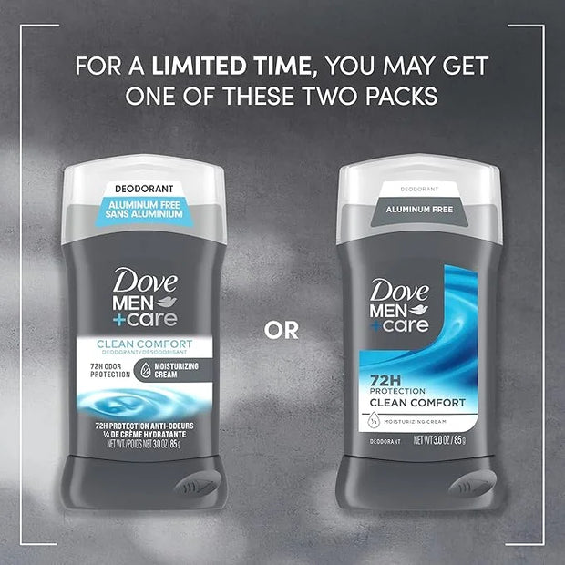 Dove Men+Care Deodorant Stick for Men Clean Comfort Pack of 2 Aluminum Free 72-Hour Odor Protection Mens Deodorant with 1/...