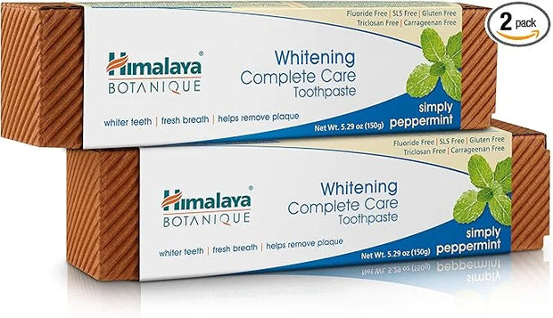 Himalaya Botanique Complete Care Whitening Toothpaste, Simply Peppermint, Fluoride Free for a Clean Mouth, Whiter Teeth an...