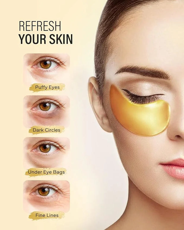 24K Gold Under Eye Patches (25 Pairs) & Q10 Anti-Wrinkle Night Cream, Pro-Retinol Face Moisturizer for Firming, Hydrating ...