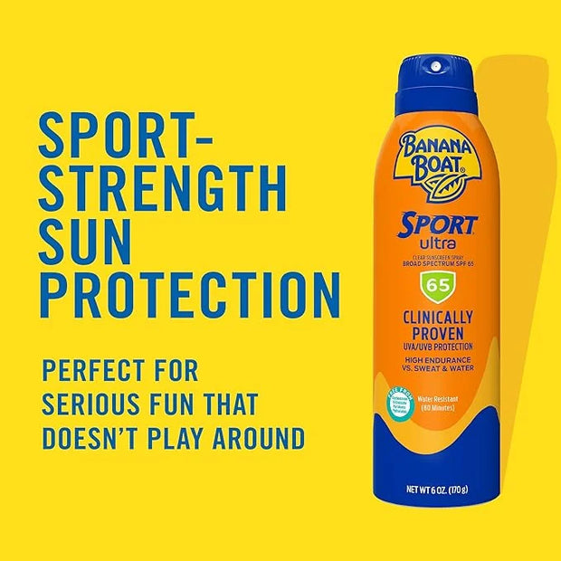 Banana Boat Sport Ultra SPF 65 Sunscreen Spray, 6oz | Spray Sunscreen SPF 65, Oxybenzone-Free, Water Resistant, 6oz - Prod...