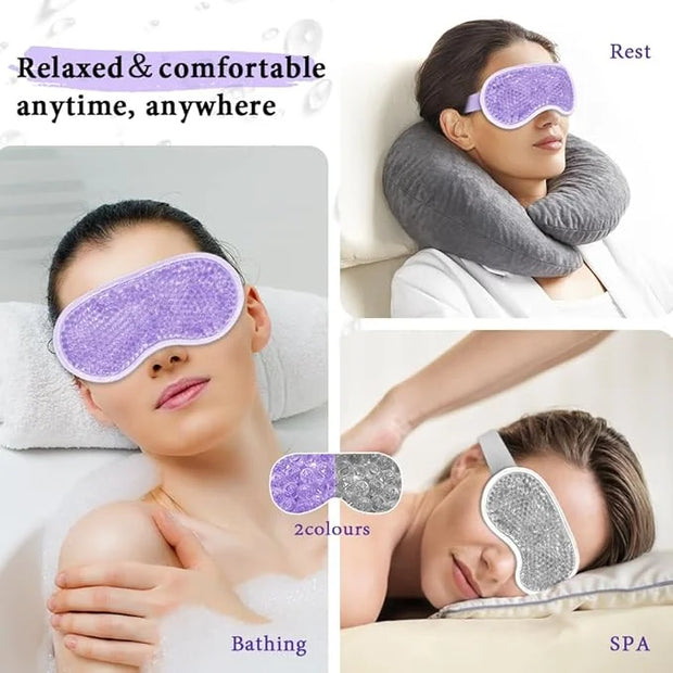 Cooling Eye Mask and Silky Sleep Mask 4 Packs for Man Women for Sleeping Frozen Ice Eye Mask Cold Warm Compress Dark Circl...