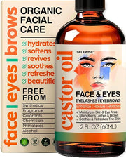 Organic Castor Oil For Face Moisturizer, Eyes, Eyelashes, Eyebrows, Wrinkles with Jojoba, Rosehip, Grapeseed, Squalane, Pa...