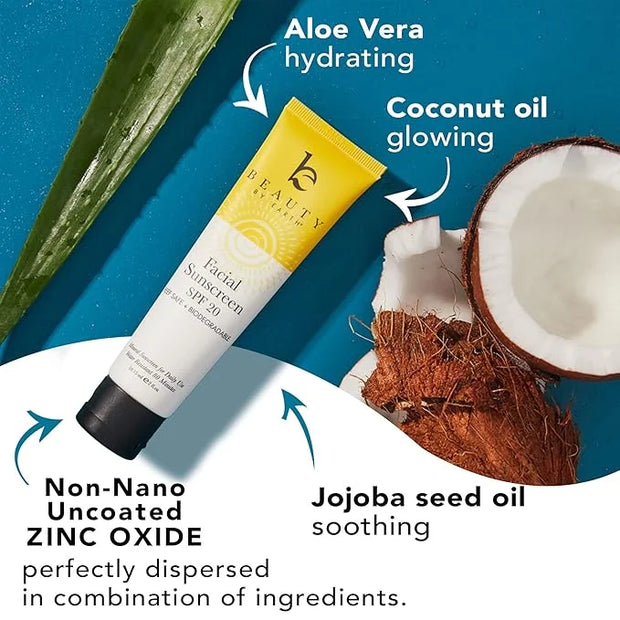 Face Sunscreen SPF 20 - Mineral Sunscreen Face, Reef Friendly Sunscreen With Natural & Organic Ingredients, Biodegradable ...