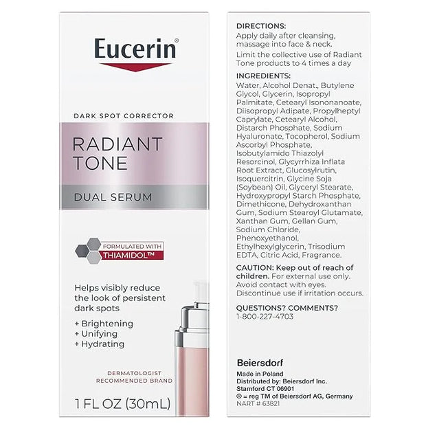Eucerin Radiant Tone Dual Serum Dark Spot Corrector, Dark Spot Serum with Thiamidol and Hyaluronic Acid, Helps Visibly Red...