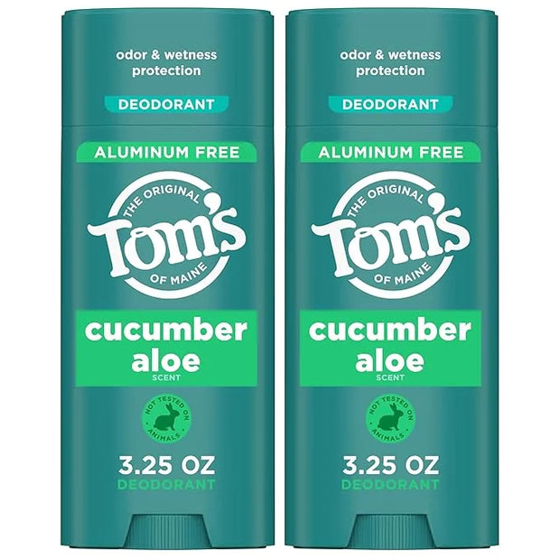 Tom's of Maine Cucumber Aloe Aluminum Free Natural Deodorant For Women & Men | Goes on Clear | Odor & Wetness Protection |...