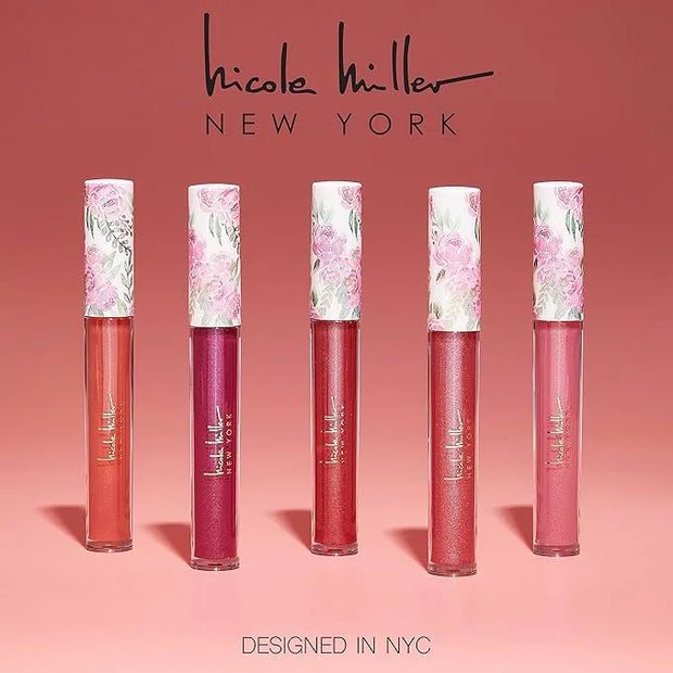 Nicole Miller Lip Gloss Collection Shimmery Glosses for Women and Girls Long Lasting Color Set with Rich Varied Colors, Fl...
