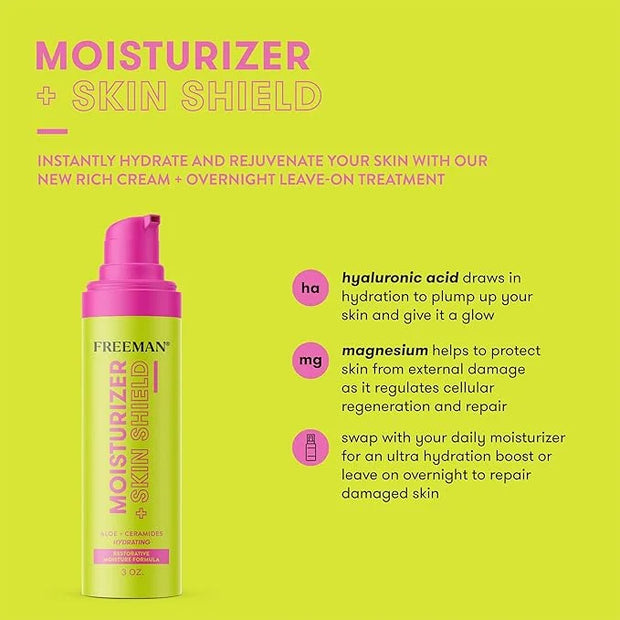 Freeman Moisturizer + Skin Shield, Lightweight Moisturizer, Infused With Aloe Vera & Ceramides To Protect Skin, Soothes & ...