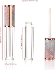 COSIDEA 15pcs Round Empty 5ml 0.17oz lip gloss tubes with wand and fish scale leather cap Lipgloss tube containers for lip...